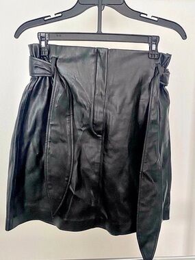 Mango Faux Leather Mini Skirt with belt Size Small